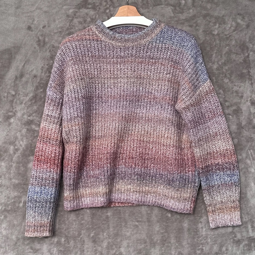 Rachel Zoe Gradient multicolor ombré cozy chunky Knit Women's Sweater SZ M